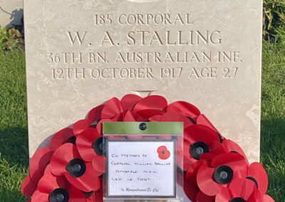 Headstone of Corporal William Stalling in Tyne Cot Cemetery